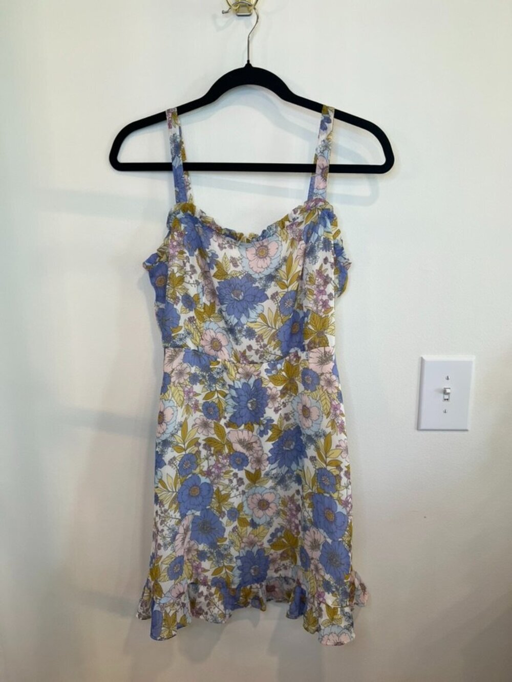 Lush Floral Mini Dress Cottagecore Garden Party Tea Dress Small